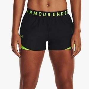 ✅Under Armour Women's Play Up Shorts 3.0 Black/Lime Surge